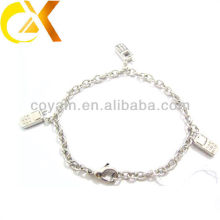 stainless steel jewelry cable bracelet with pendant